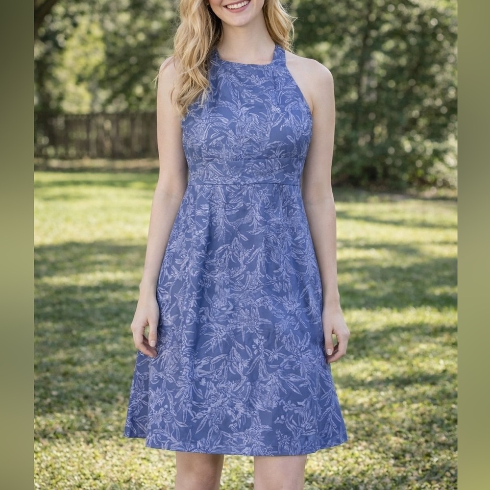 Patagonia Women blue slim fit magnolia spring dress outdoor